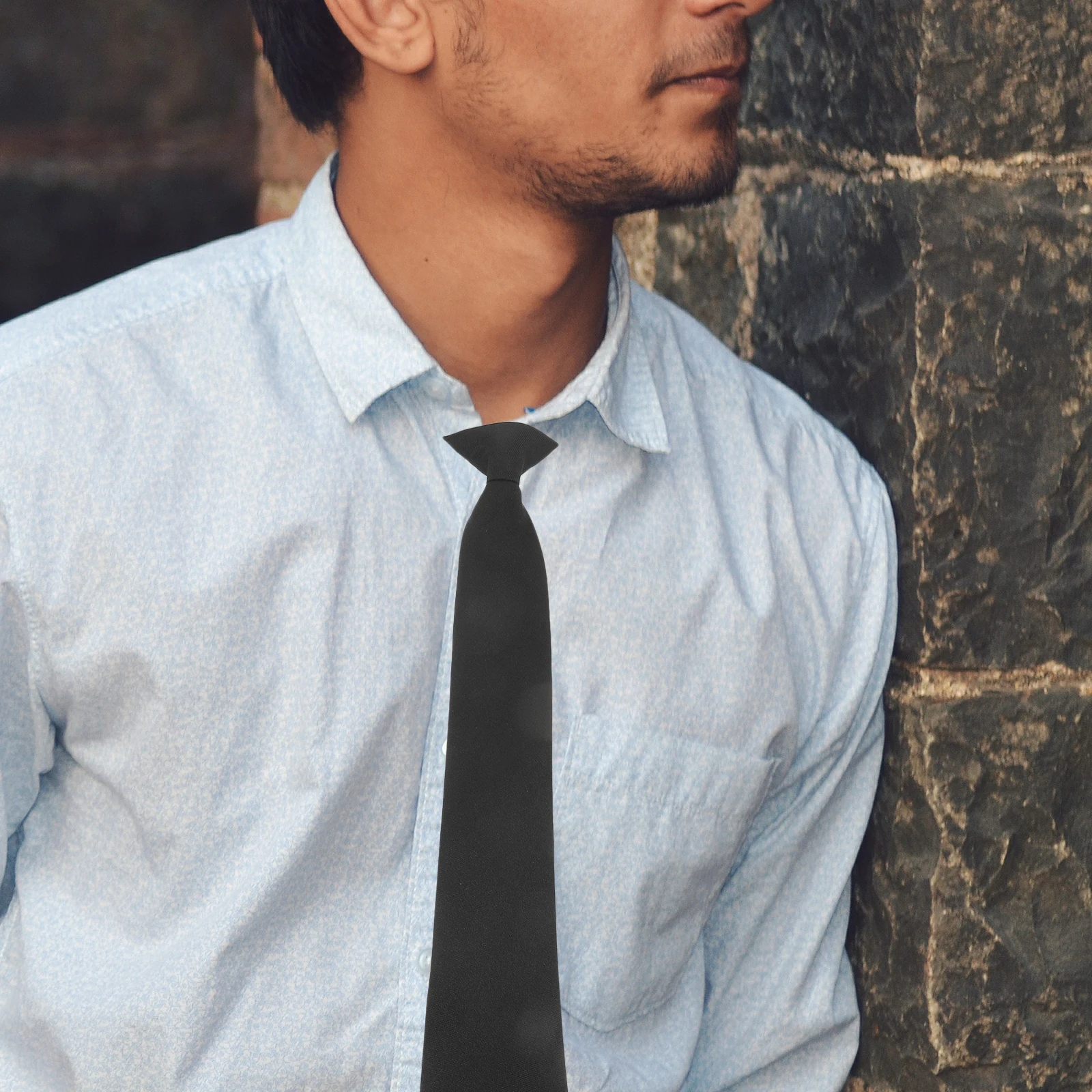 

2Pcs Men's Clip-on Tie Black Formal Necktie Pre-Tied Clothes Accessory for Wedding Graduation Celebration Office Outfit Elegant