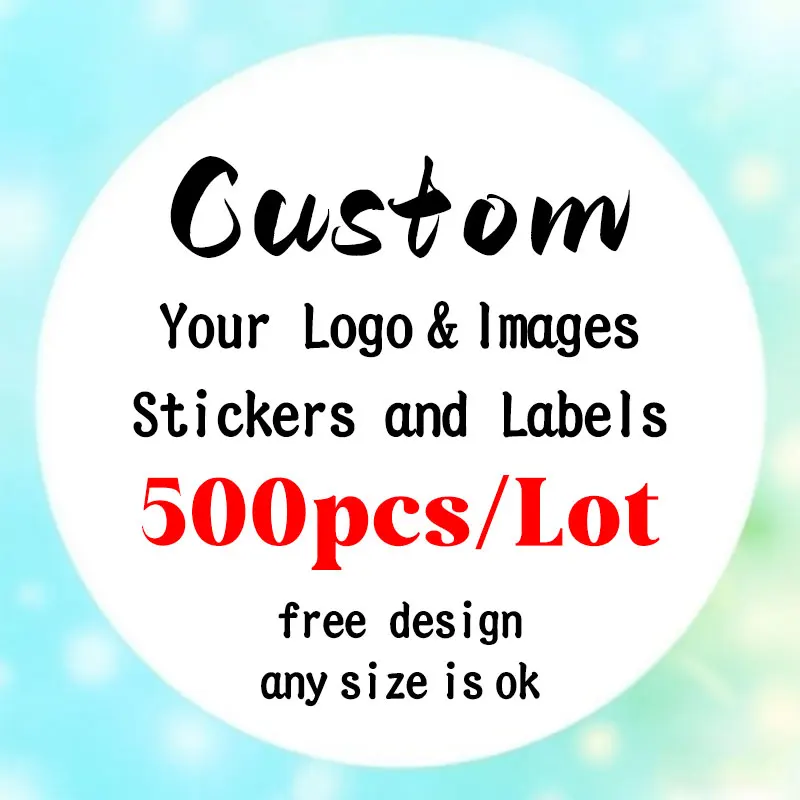 

500PCS Personalized Logo Stickers | Custom Your Design | Waterproof] for Wedding, Birthday, Baptism Favors, Gifts & Decor