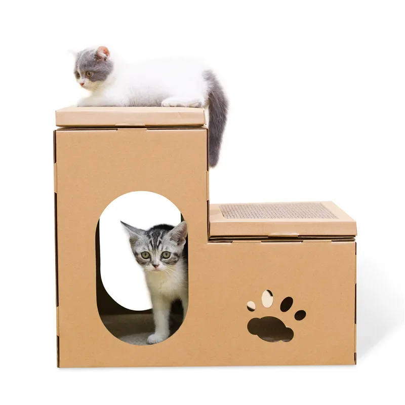 

Cardboard Double-layer Villa Nest Paper Box Carton House Cat Scratching Board Cat House Type Grinding Claw Corrugated Cat Nest