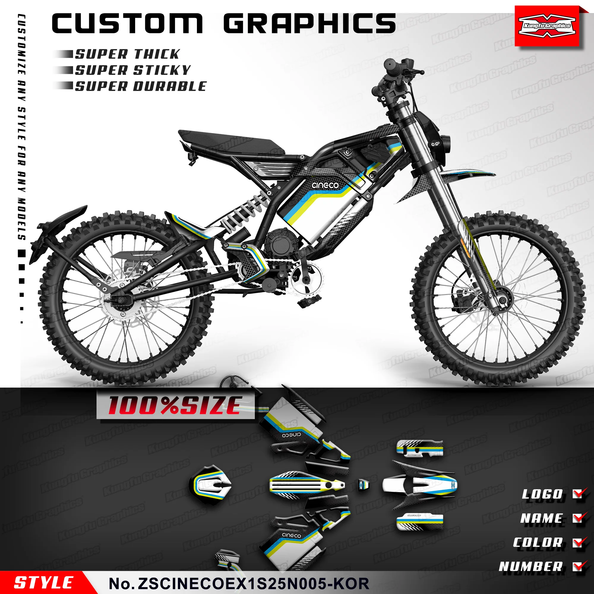 

Наклейки KUNGFU GRAPHICS, полный комплект для оформления CINECO EX1-S EX1-RPO, клейкие наклейки, аксессуар, ZSCINECOEX1S25N005-KOR