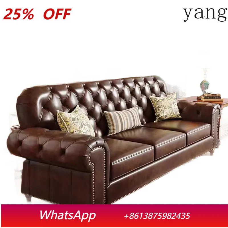 

CX retro straight row sofa living room combination villa antique furniture