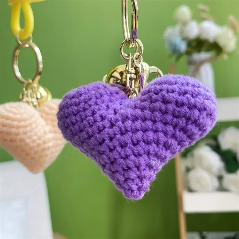 1 Pcs Creative New Hand-woven Love Keychain Pendant Exquisite Cartoon Cute Ins Love Backpack Small Pendant Girl Birthday Gifts