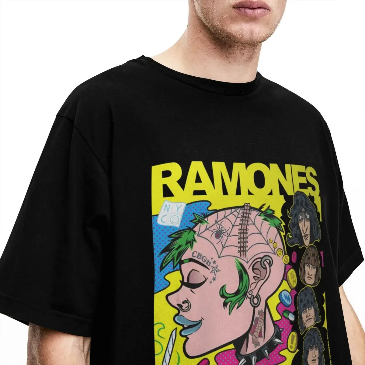 Punk 70s Band T-Shirt Men Ramon Music Awesome Cotton T Shirts Summer O Neck Hippie Tees Dropshipping Oversize Tops