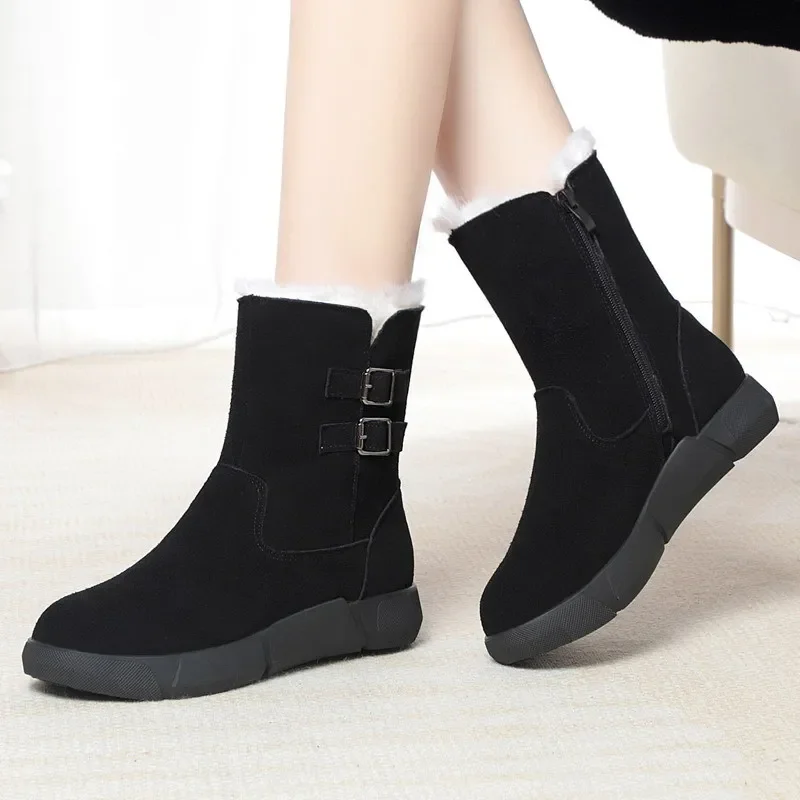 CICIYANG Women Snow Boots Suede Genuine Leather 2024 New Non Slip Flat Women Winter Boots Wool Warm Women's Ankle Boots Handmade