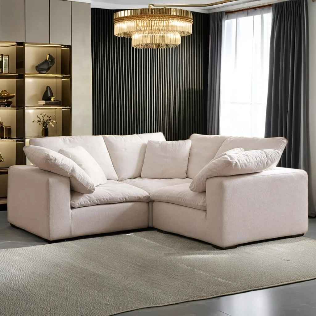 Wabi-Sabi Sofa Collection Goose Down L Shape Sofa Modular Cloud Corner Living Room Sofa Furniture