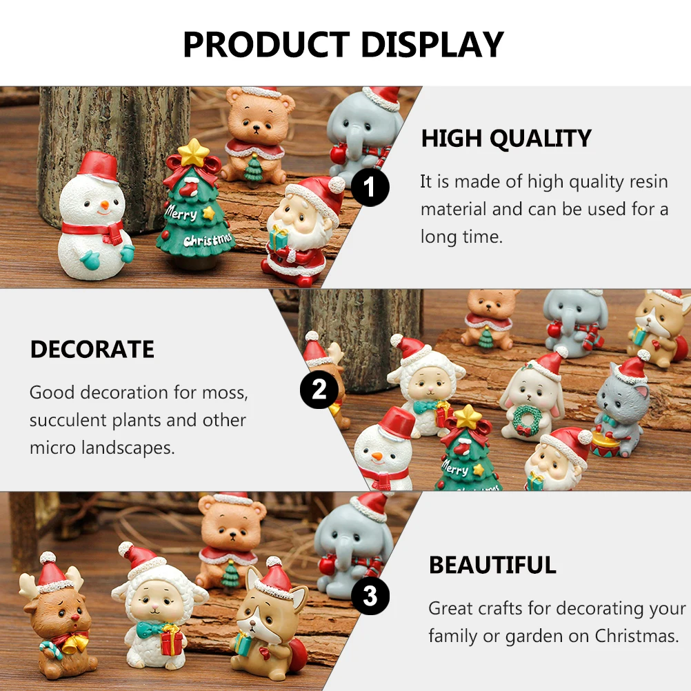 

6 Pcs Christmas Decoration Cake Resin Craft Ornaments Decorations Cartoon Topper