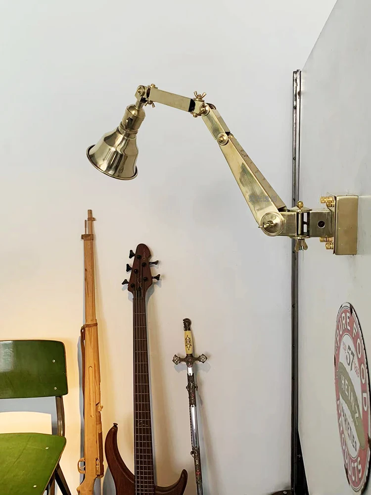 Retro Folding Arm Lamp, Lâmpada De Parede De Vento Industrial, Vento