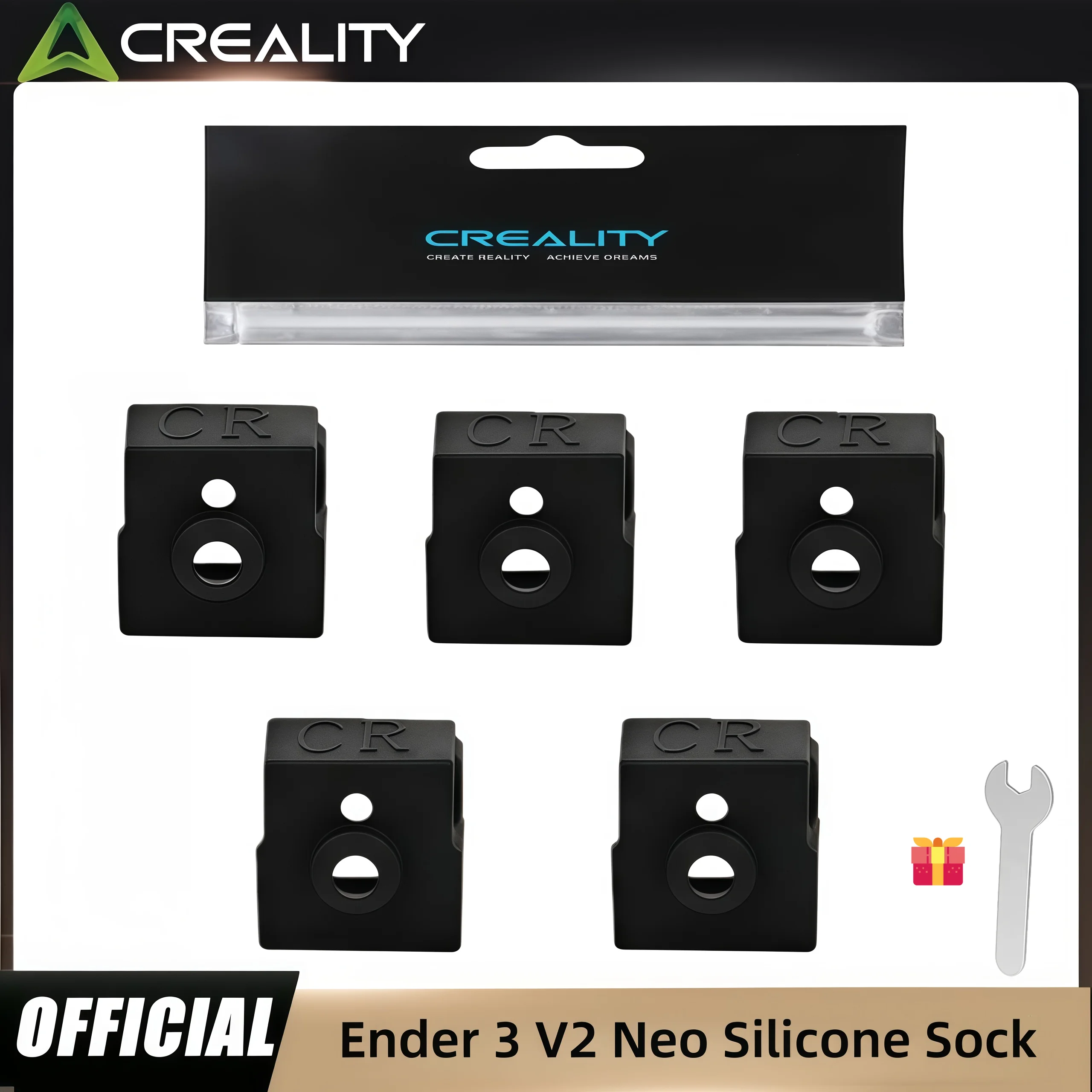 

Creality Ender 3 V2 Neo Silicone Sock with wrench, for Ender-3 V2 Neo/Ender-3 Max Neo/CR-6 SE/CR-6 Max/CR-10 Smart/CR-5 PRO