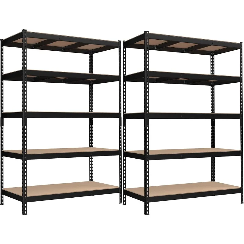 5-Tier Storage Shelves, Set of 2 Garage Storage, Boltless Assembly, Adjustable Shelving Units, 23.6 x 47.2 x 70.9 Inches, Load