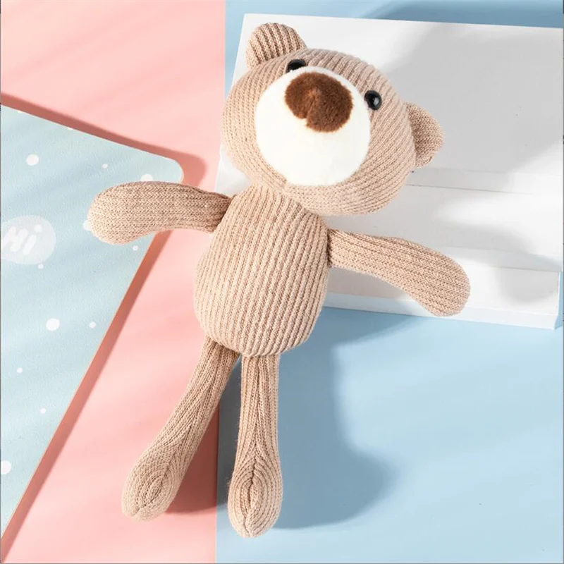 1PCS Knitted Jumpsuit Bear Plush Toys Small Pendant Mini Cute Soft  Animal Stuffed Toy Wedding Activity Gifts Doll For Kids 20Cm