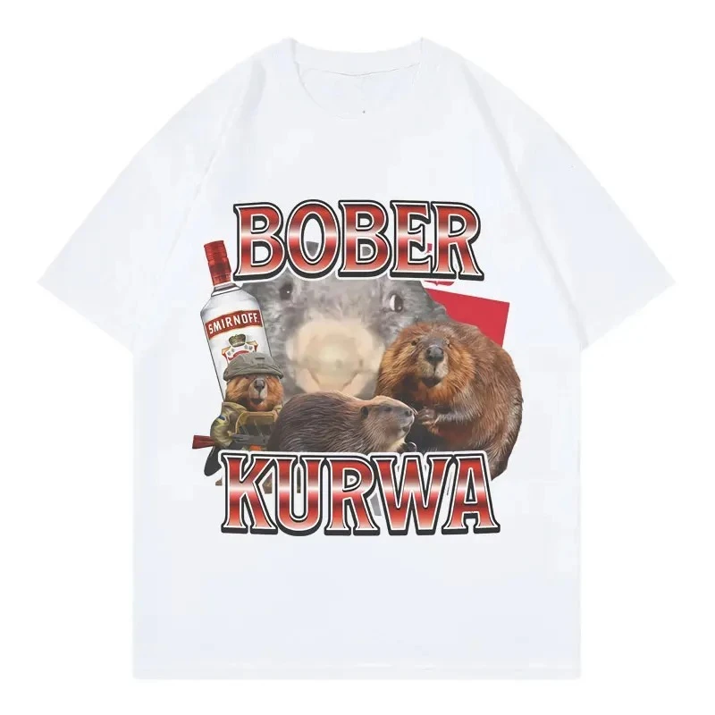 2026 Tee Shirt Homme Graphic T-Shirts Tshirt for Men Ropa Hombre Bober Kurwa Fun Mouse Meme Short Sleeved Round Neck Y2k Tshirt