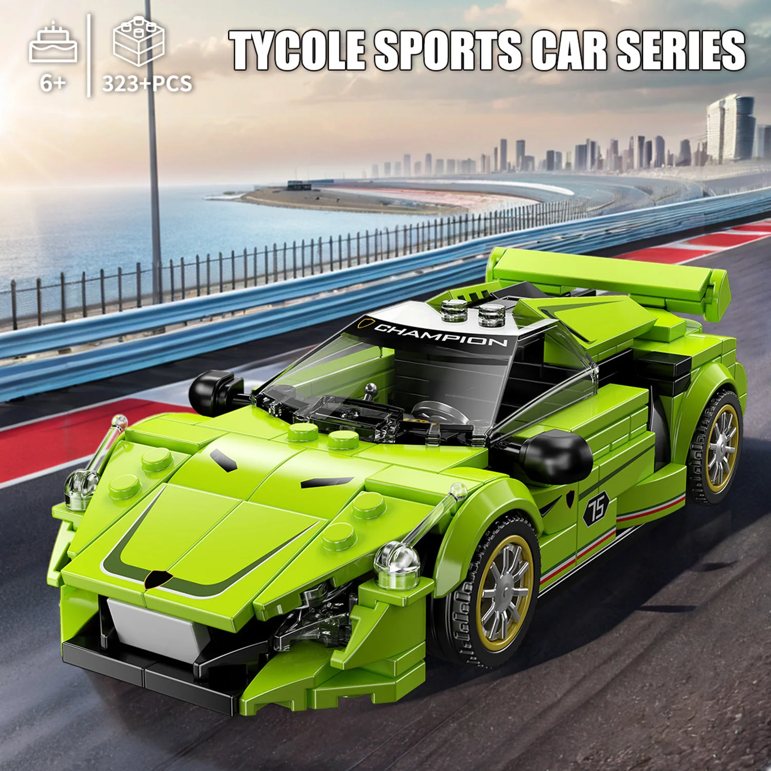 

323PCS Sports Car Building Blocks Toy Model Educational Toys Compatible Others Bricks Sets With Transparent Display Box Gifts