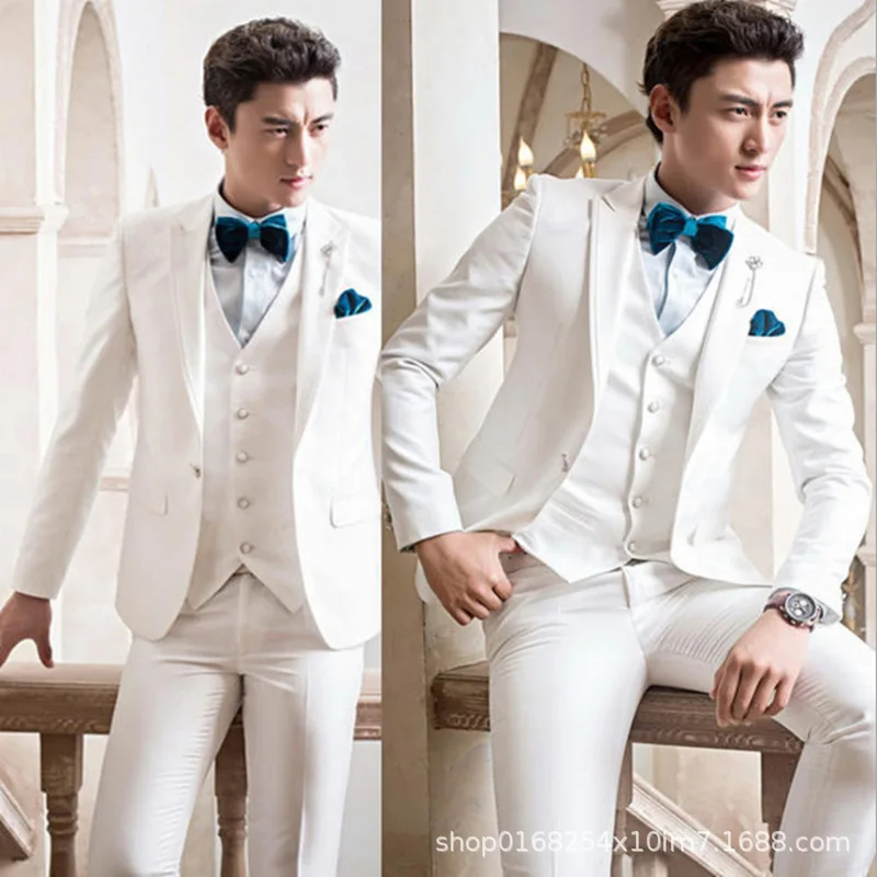 

B231British style men's slim fitting banquet dress, plus size groom's wedding dress, nightclub performance suit set