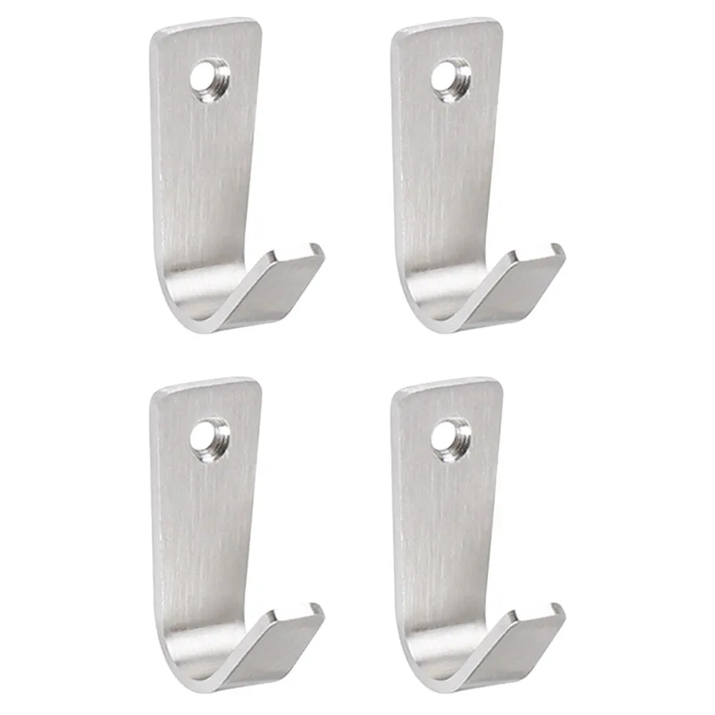 

4 pcs Stainless Steel Hooks Single Hole Wall Mount Rust Proof Bathroom Kitchen Closet Silver Easy Installation Storage