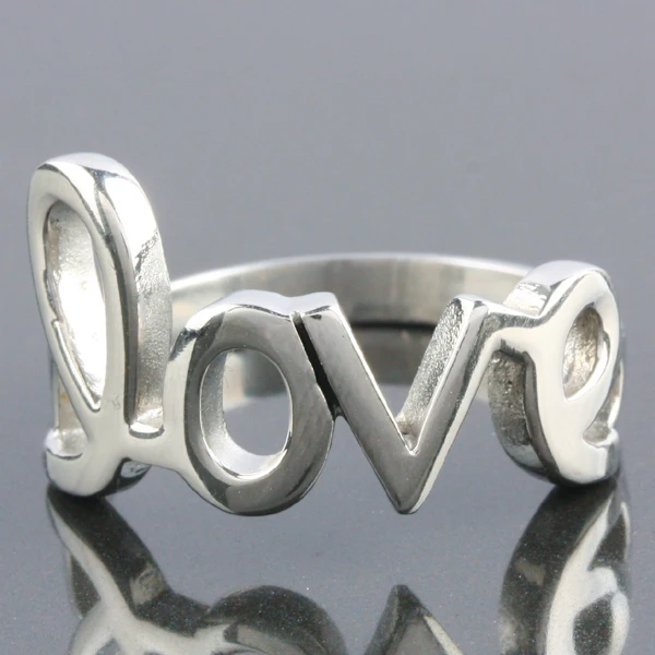 

Hollow Love Silver Color Letter Alphabet Rings For Couples Stainless Steel Finger Rings Men Women Jewelry Fashion