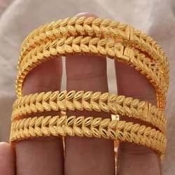 Dubai Luxury Jewelry Gold Color Bracelets For Women Men Girls Wedding Bangles Party Anniversary Bangles Gift