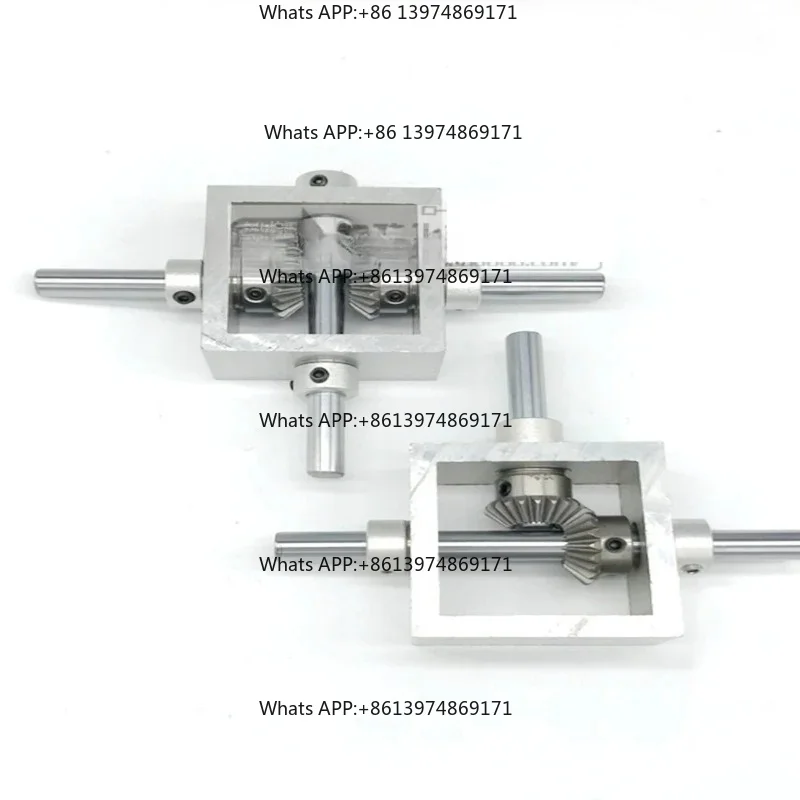Transmission Reversing Gearbox Dual Output Shaft Bevel Gear Angle Converter Speed Ratio 1:1 Alloy Frame 90 Degree Right  Angle