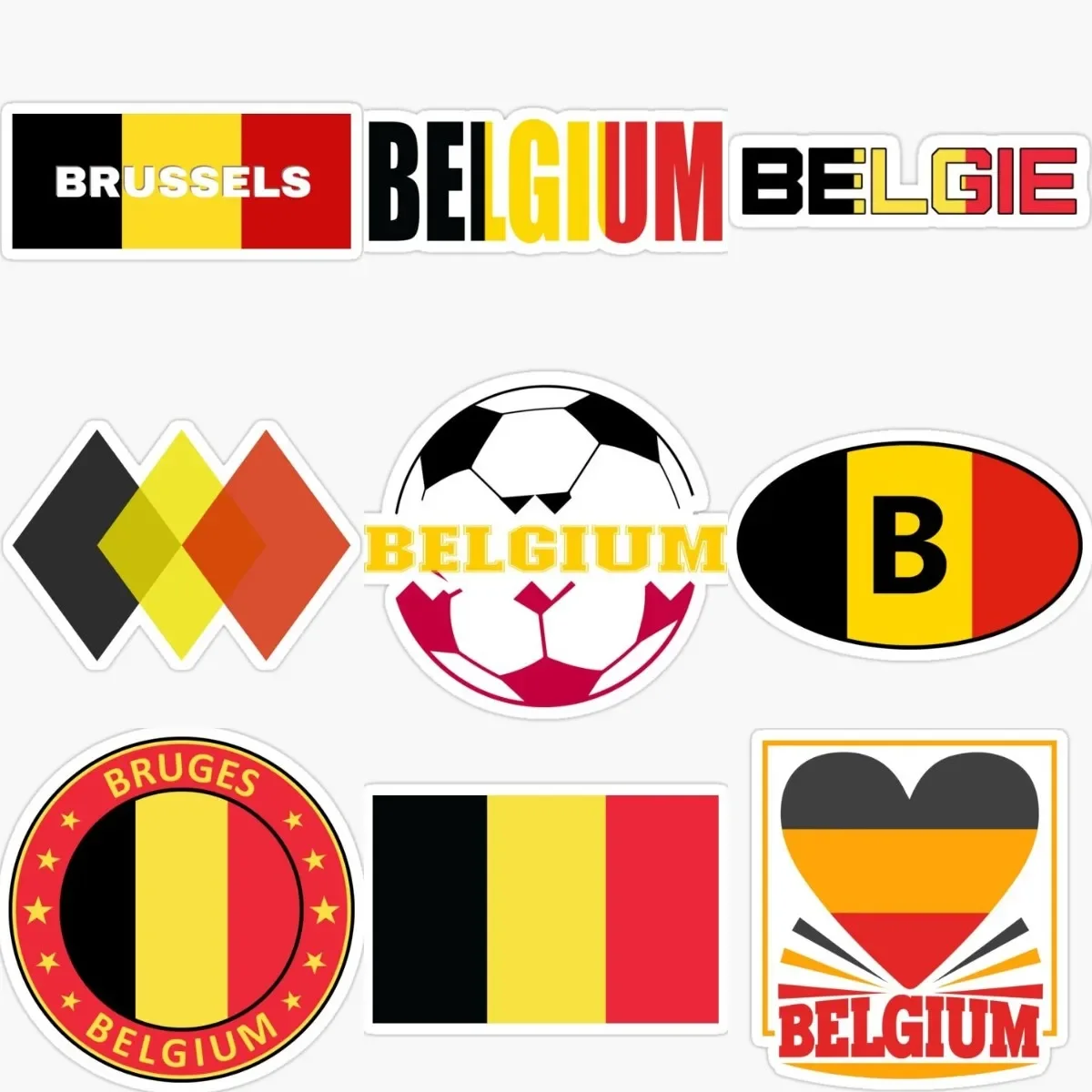 

B Belgium Flag Creative PVC Sticker for Covered Scratch Decorate Truck Motorcycle Car Van Table Room Bicycle Decal Accessories