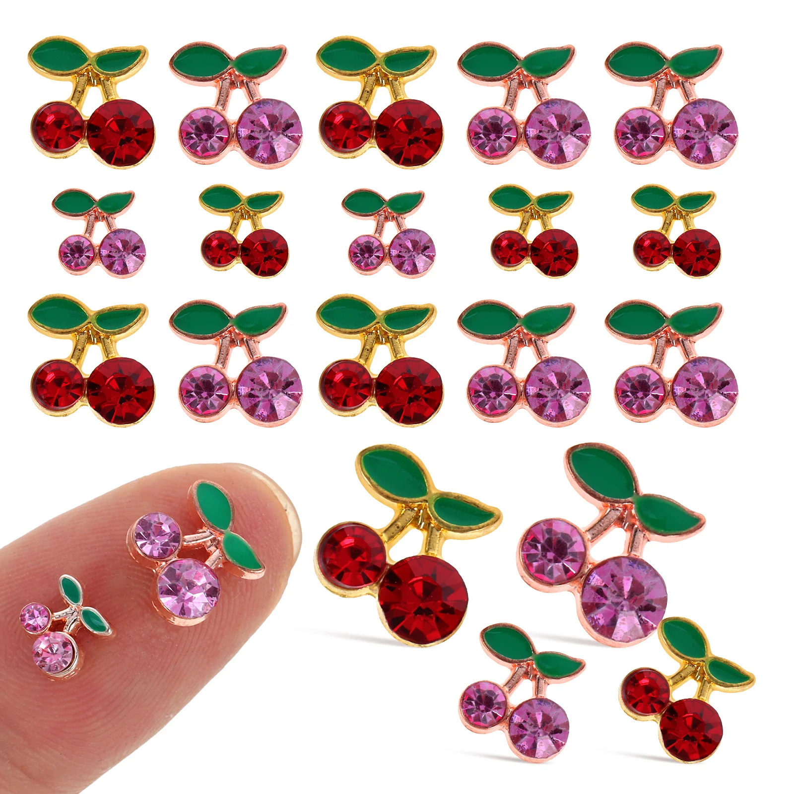 

32 Pcs Trendy Art Fruit Stud Cherry Fruits Nail Decor Jewelry Rhinestone Charm Charms Decorations