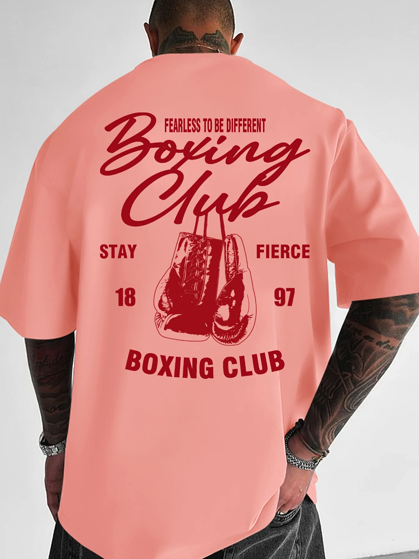 Men European-style Boxing Summer T-shirt Suitable Daily Casual Outdoor Activities 100% Cotton Trendy Versatile and Fashionable
