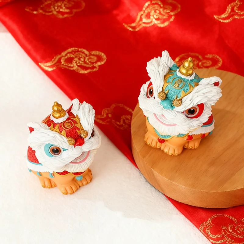 1Pcs Chinese-Style Festive Lion Figurine for Desktop, Living Room, Tv Cabinet, Wine Cabinet, Entryway Decoration, High-End Feel, Wealth-Attracting Housewarming Gift, Best Gift for Christmas, Halloween, Thanksgiving, New Year, Birthday