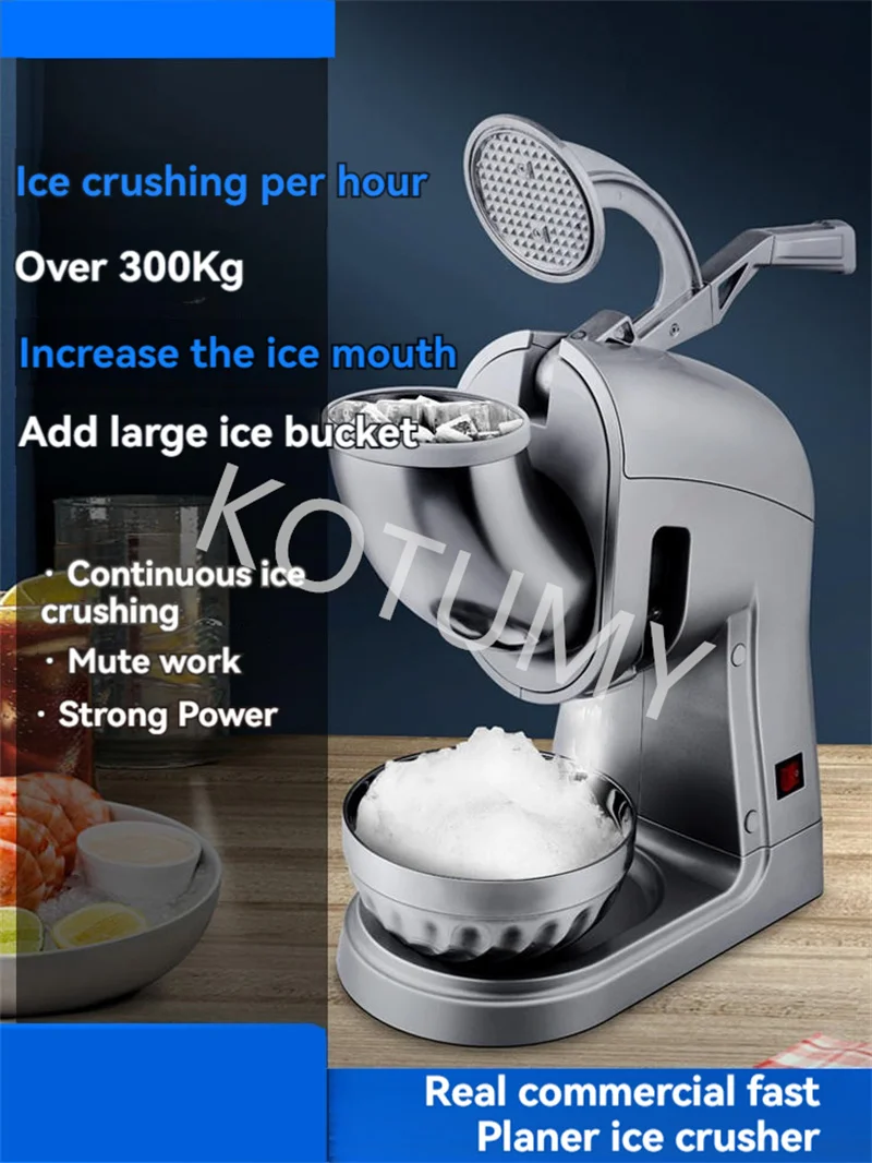 Ice Crusher Commercial Milk Tea Shop High Power Full-Automatic Shaved Ice Electric Stall Snowflake Ice Sand Machine