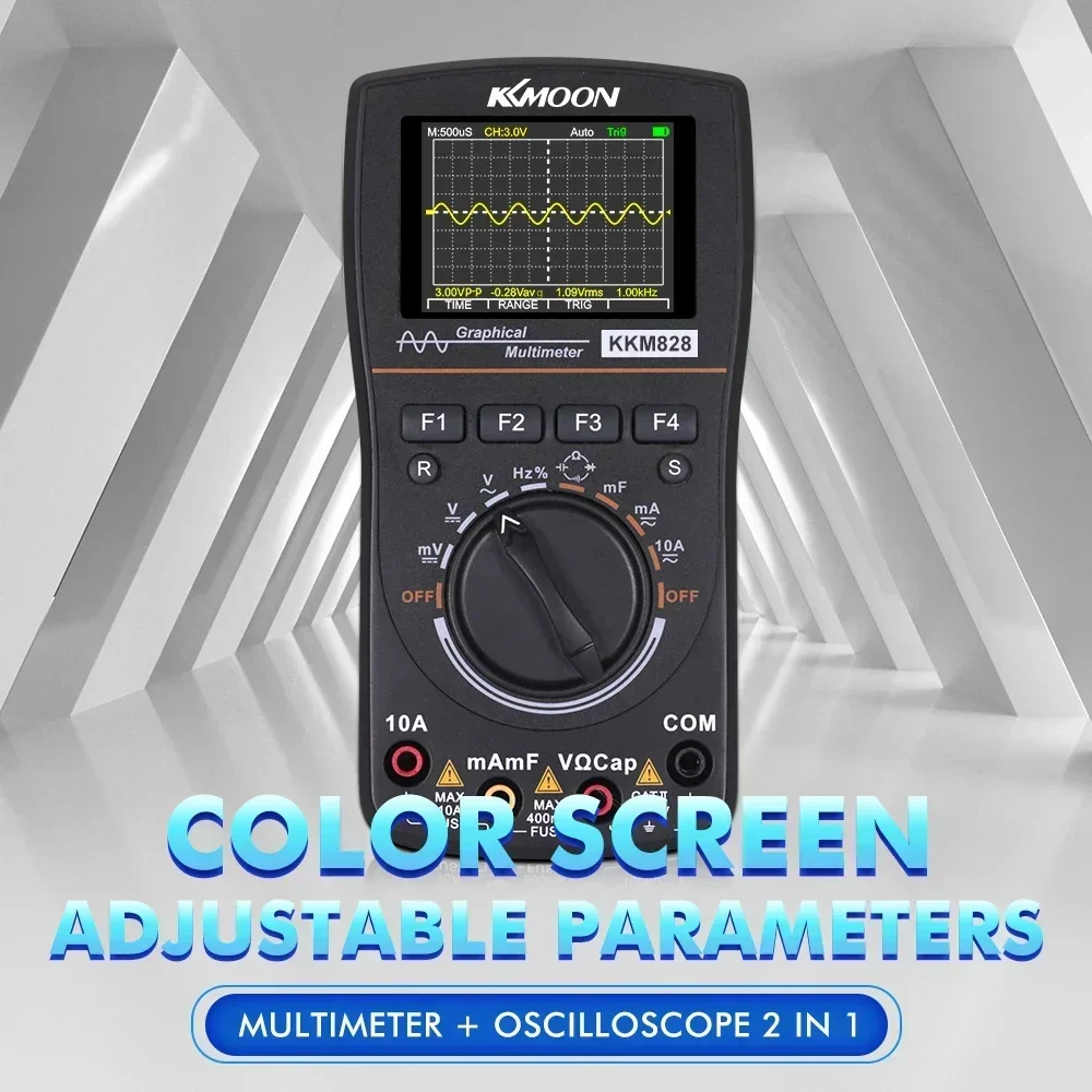 ET828 Intelligent Graphical Digital Oscilloscope Multimeter 2 in 1 with 2.4 Inches Color Screen 1MHz Bandwidth 2.5Msps Sampling