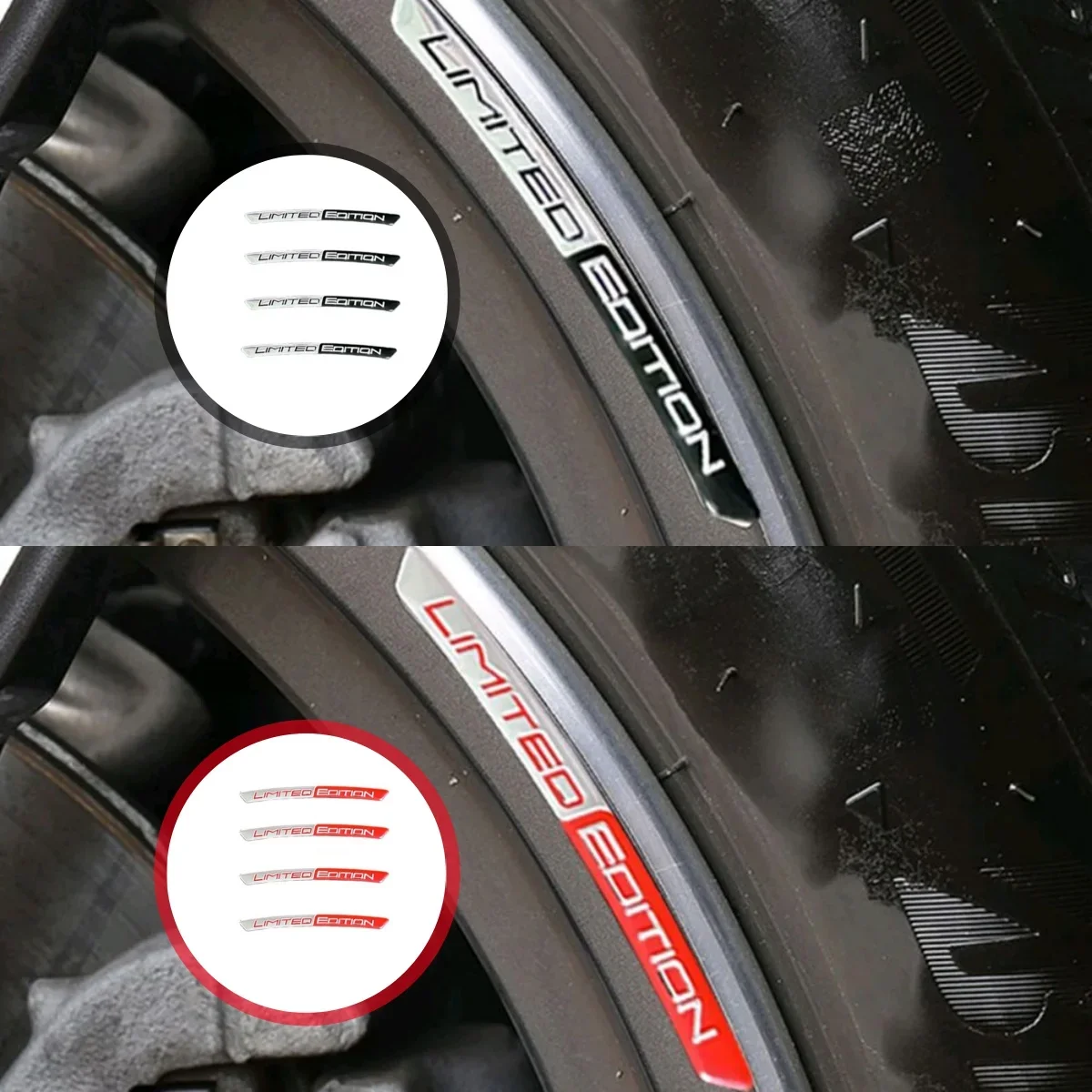 4pcs Aluminium Alloy LIMITED EDITION Emblem Car Wheel Hub Stickers Decal Tire Rim Decorative Strips Auto Exterior Accessories