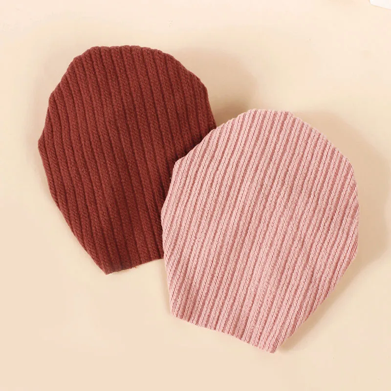 Cute Solid Color Baby Girls Boys Hat Lovely Bowknot Knitted Baby Hat Turban Soft Newborn Infant Cap Knitting Beanies Head Wraps