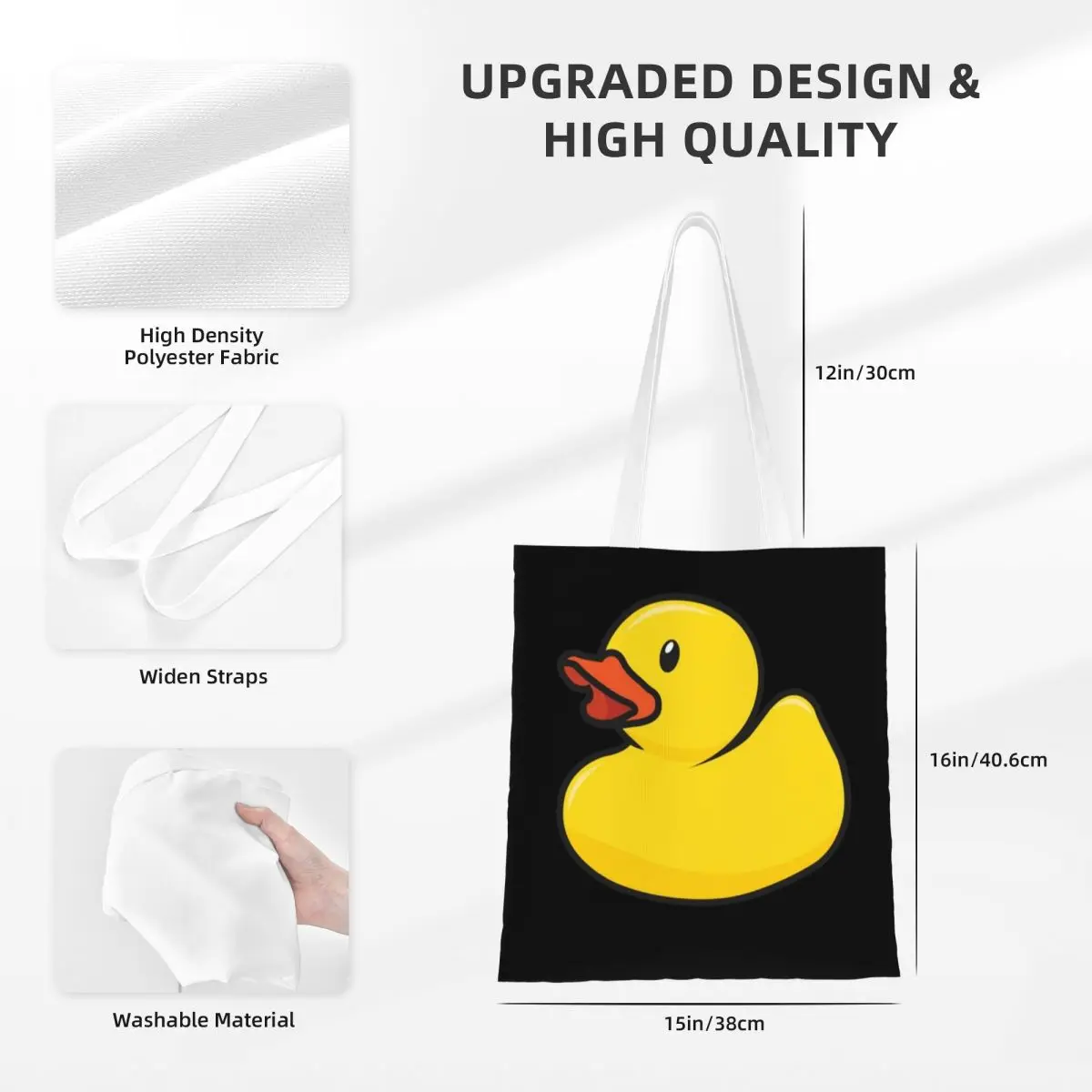 Rubber Duck 1 Tas Belanja Kanvas Anak Perempuan Tas Tote Tas Tangan Travel Bahu Wanita Yang Dapat Digunakan Kembali