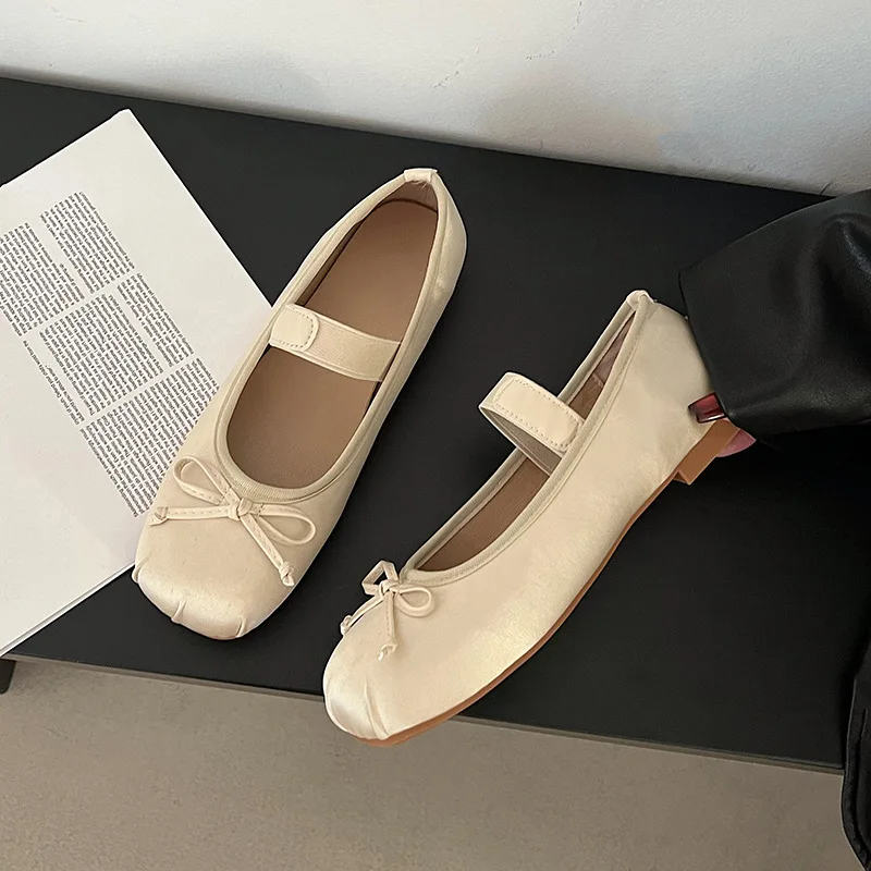 Fashion Casual Shoes Spring Dress Walking Loafers Women Shoe Shallow Sweet Bow Comfortable Ballet Flats Women\'s Sandals 2024