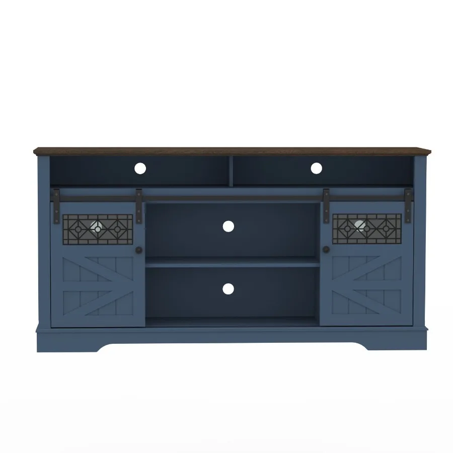 Farmhouse TV Stand with Sliding Barn Door and Drawer 75" Rustic Entertainment Center for TVs up to 75" Buffet Storage Cabinet f