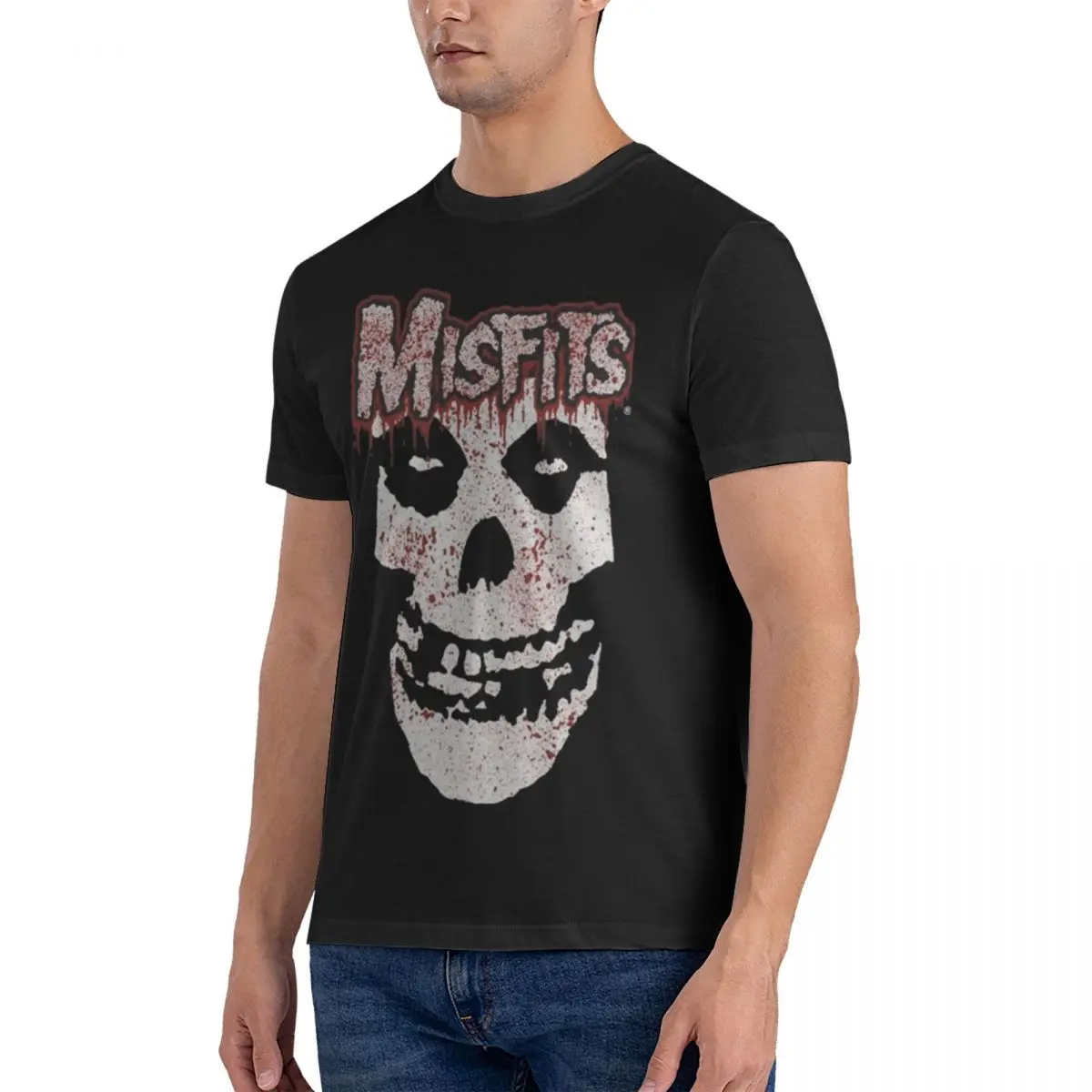 

Футболка из 100% хлопка с изображением летучей мыши и черепа Misfits Skull, мужские классические футболки с круглым вырезом и коротким рукавом, S-6XL