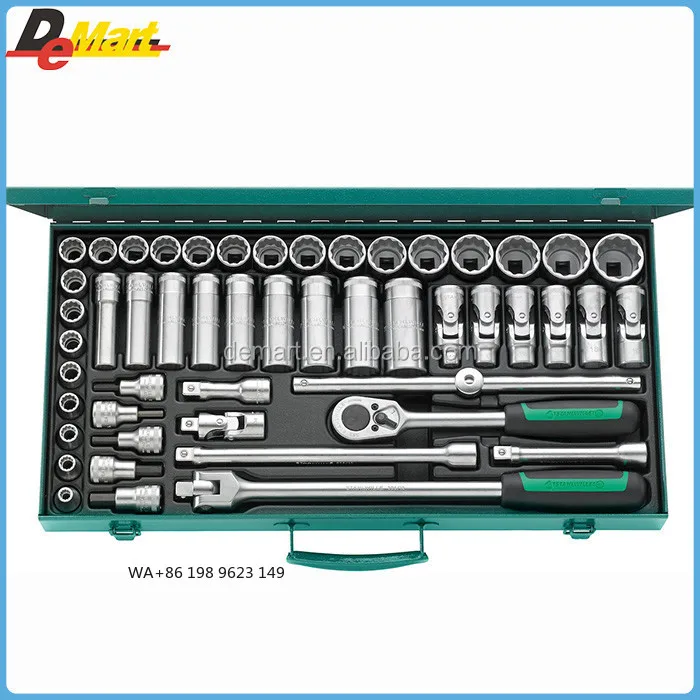 50-Piece Socket Set 1/2 Inch Square Drive High Quality Pliers Professional Grade Heavy Duty Repair Tool Kit with Storage Case