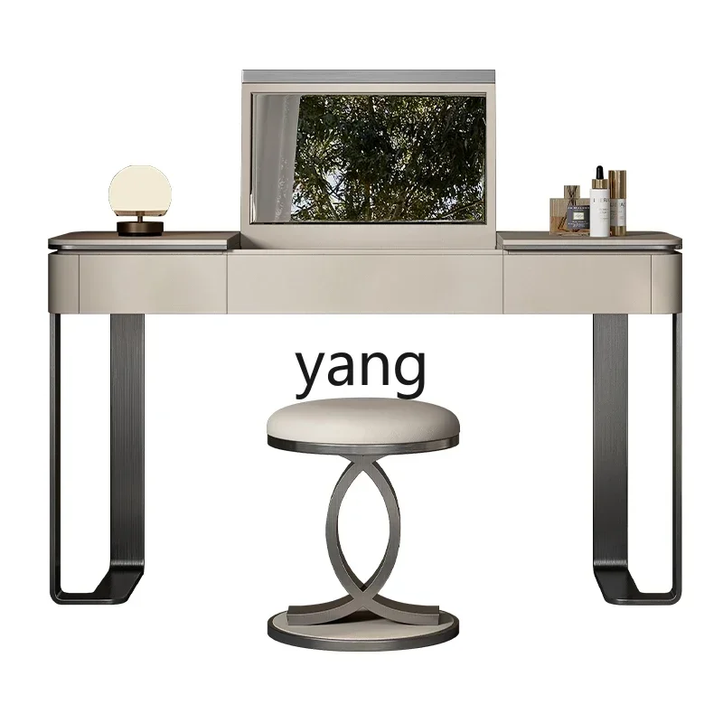 

LTT minimalist light luxury dressing table high-end stainless steel leather makeup table multi-function
