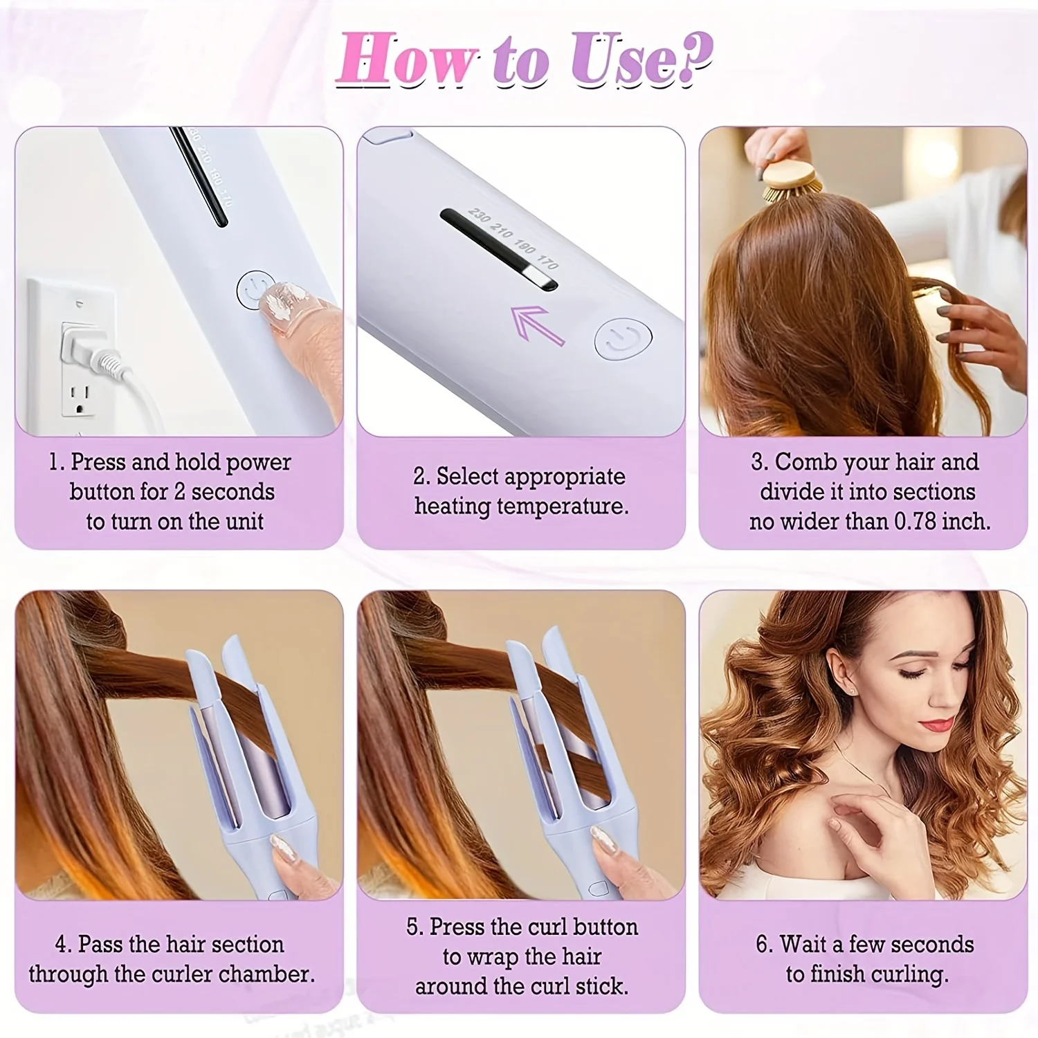 Automatic rotating 32mm ceramic curling iron, suitable for professional daily makeup curling iron 6