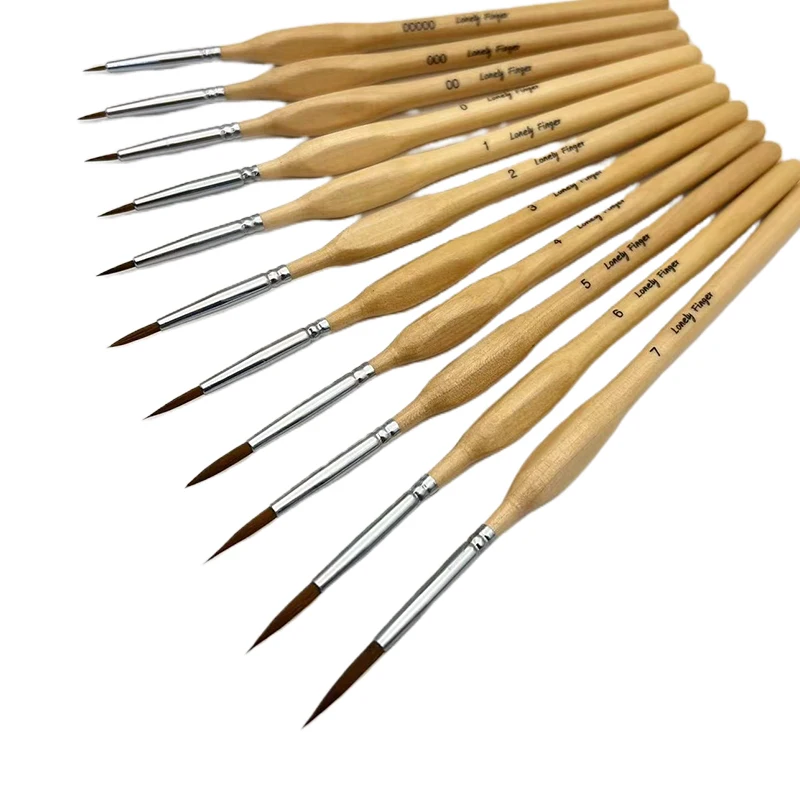 11pcs Micro Detail Paint Brush Set Triangular Grip Handles Miniature Art Brushes Small Fine Tip Paintbrushes For Watercolor