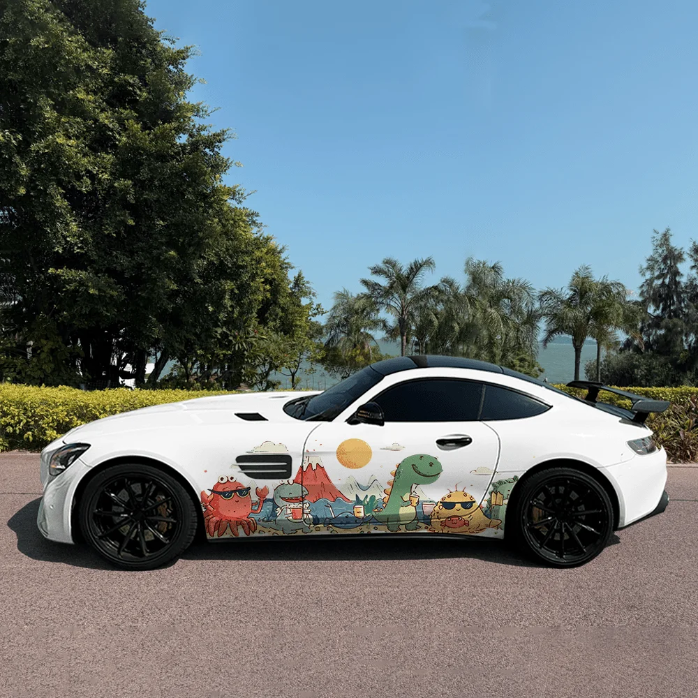 

Dinosaur Crab Beach Dinner Car Vinyl Wraps Decal Self-adhesive PVC Sticker Suitable for Trucks SUV Decor Auto Accessories Gift