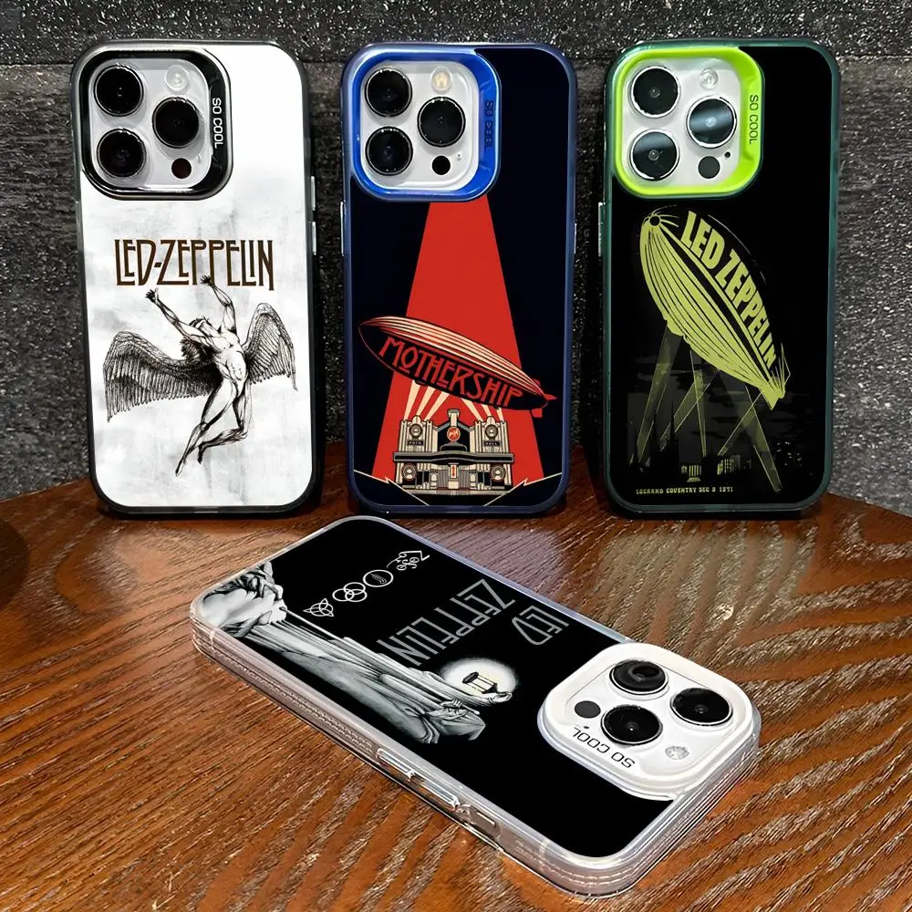 Cool L-Led Band Z-Zeppelin Phone Case for iphone 16 15 14 13 11 12 Pro Max Xr X Xs 8 7 Plus Color Silver Cover