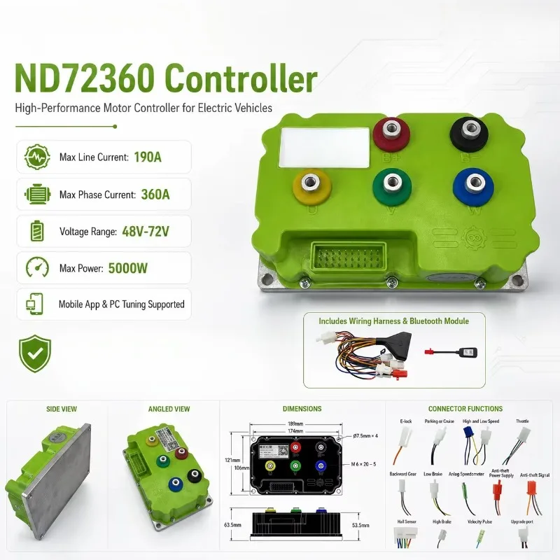Intelligent Programmable Sine Wave Controller Electric for Motorcycles Enable