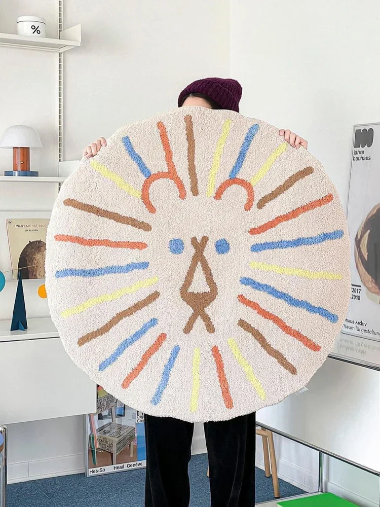 Creative Funny Lion Living Room Large Area Carpet Round Comfortable Soft Bedroom Bedside Rug Non-slip Children's Room Rugs Ковер