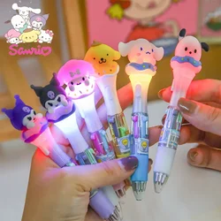 New Sanrio Ballpoint Pen 18/36pcs Creative Light 4-color Pen Kawaii School Stationery Kuromi Multicolor Press Pens Wholesale