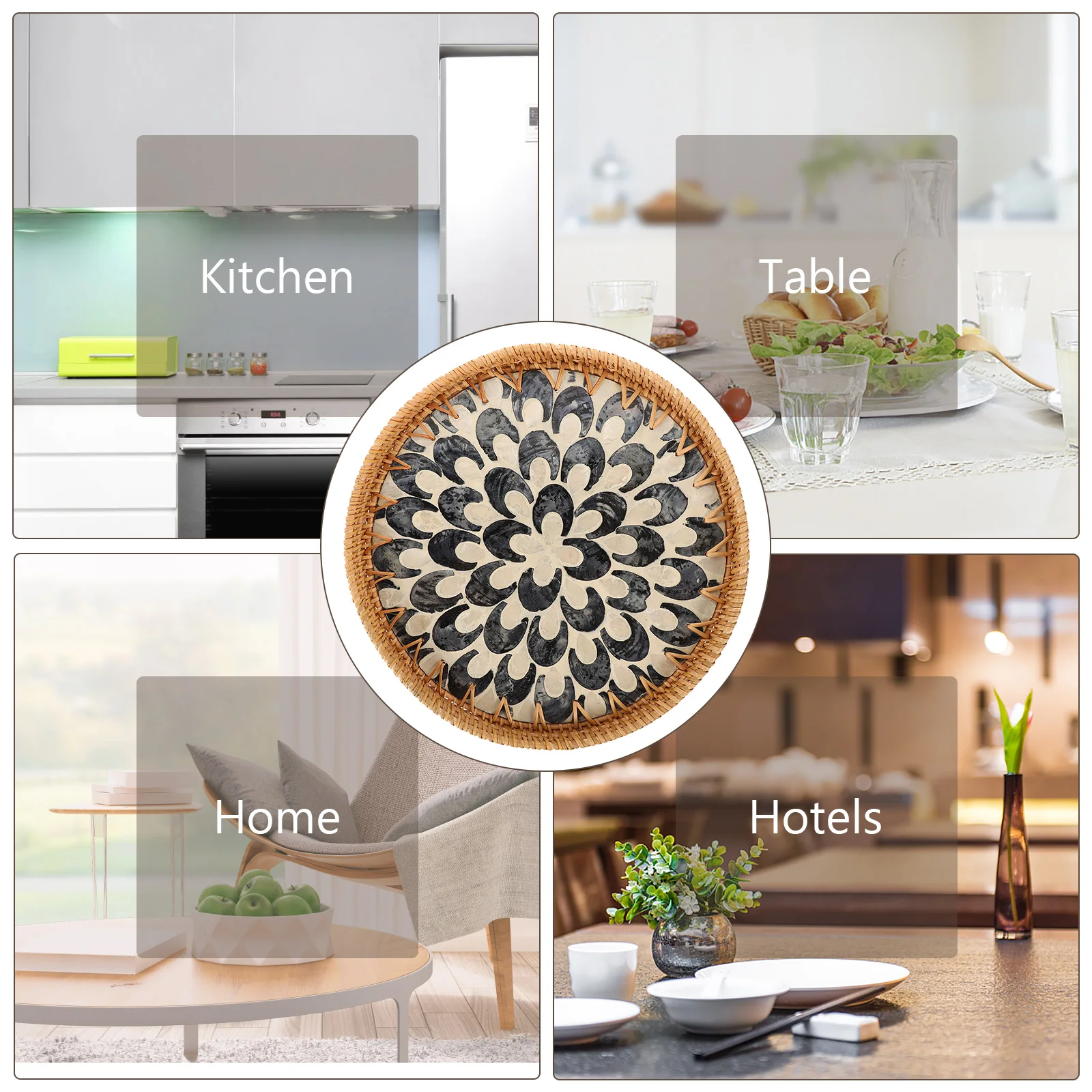 

Rattan Shell Plate Dried Fruit Basket Snack Storage Baskets Woven Food for Fruits Container Tray