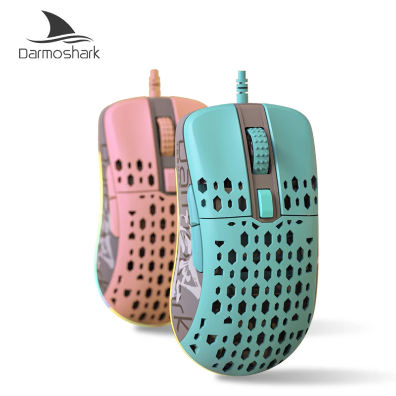 2022 Newest Darmoshark M1 USB Wired Optical Gaming Mouse 8 Key RGB 12000DPI Adjustable Scroll Track Mice Hollow Design For Gamer