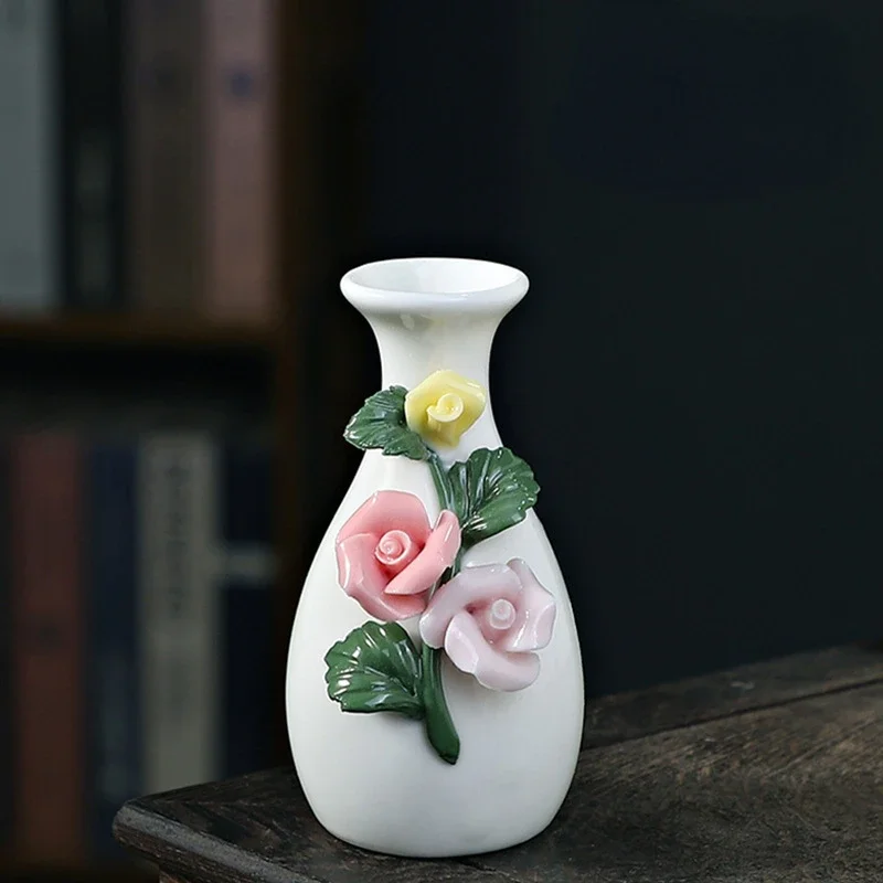 Handmade Flower Vases Ceramic Hydroponic Mini Flower Inserted Dry Flower Fragrance Bottle Home Decorations Floreros Vintage