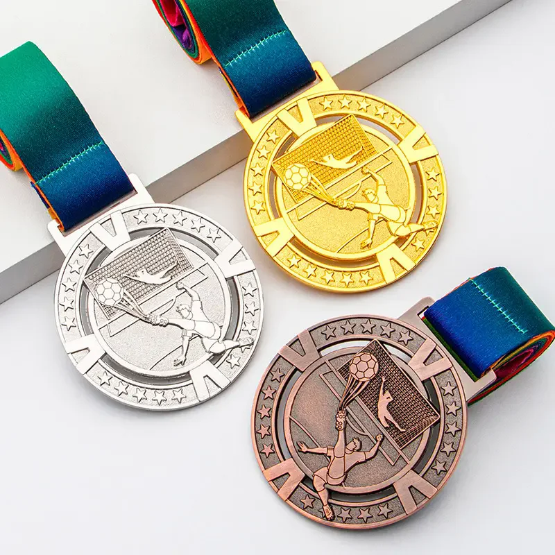 Custom Medal 3D Gold Silver Copper Marathon Award Football Medals Sport With Ribbon