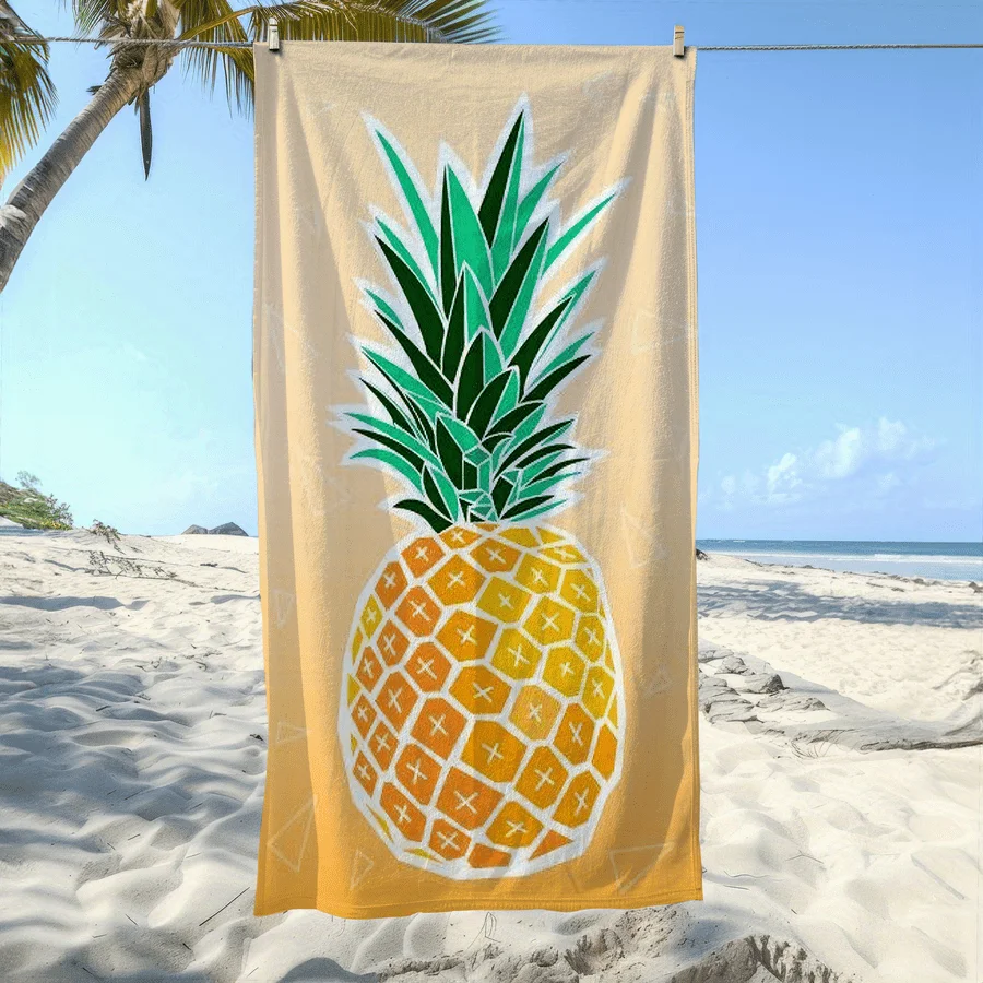 1pc Pineapple Print Beach Towel - Soft, Absorbent, Quick Suitable for Swimming, Camping, Bathing One Size