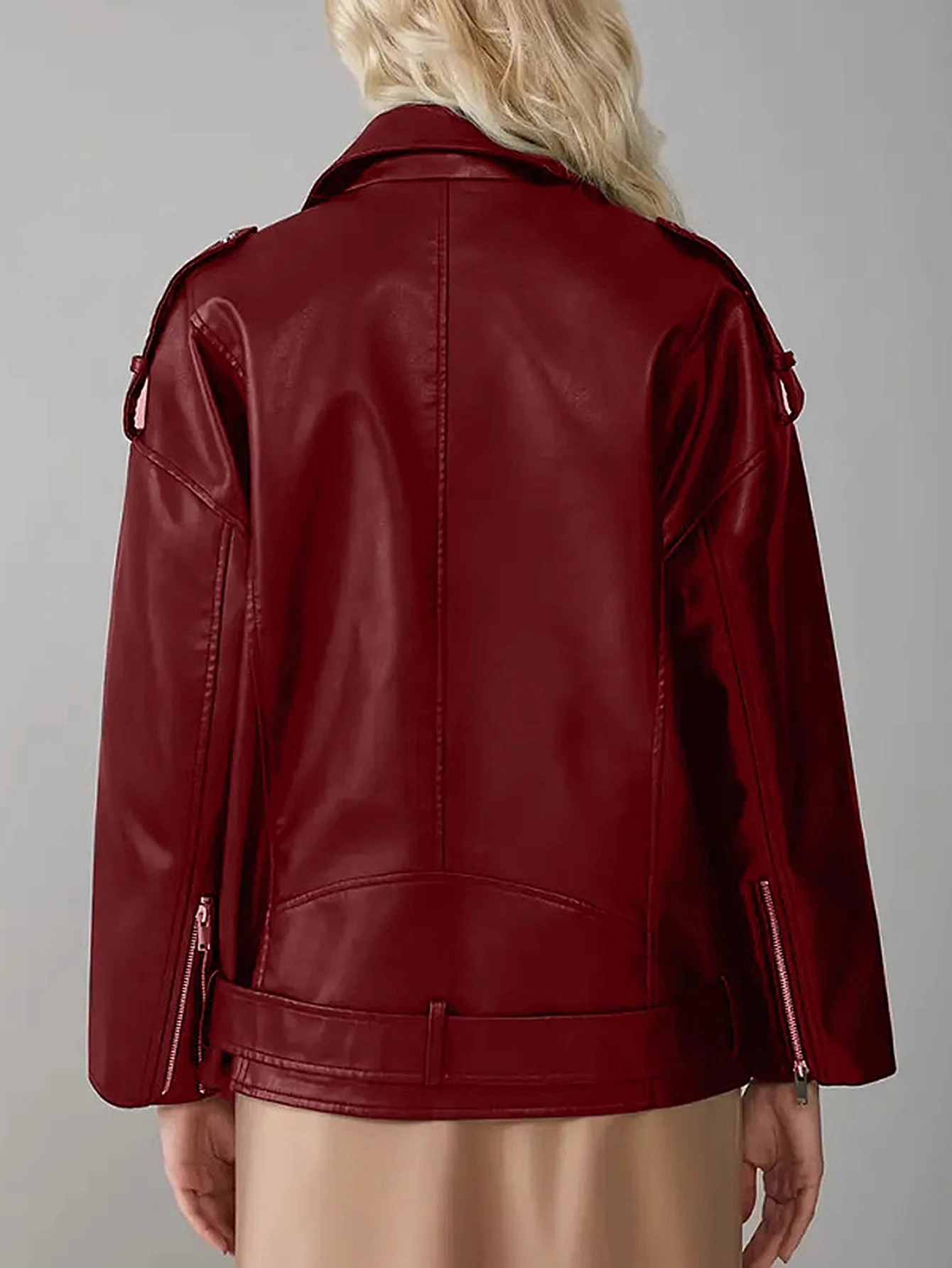 معطف نسائي طويل الأكمام ذو طية صدر السترة موضة الخريف بسحاب بري فضفاض مناسب ملابس خارجية للشارع