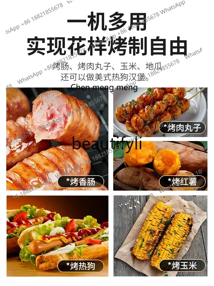 ماكينة شواء السجق التجارية AB02 ماكينة شواء السجق المنزلية الصغيرة المقرمشة والحجر البركاني شواية السجق الأوتوماتيكية بالكامل في الشارع Vendo