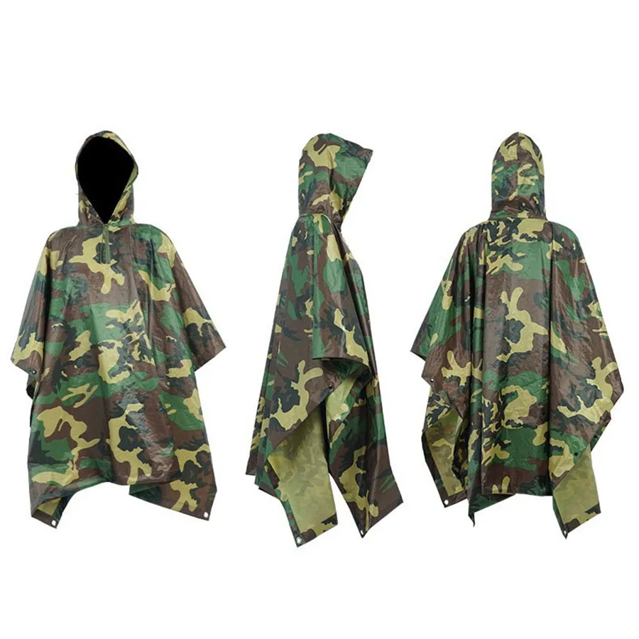 3-in-1 Outdoor Raincoat, Suitable for All-Weather Protection, Waterproof Hooded Raincoat with Storage Bag, Multi-Purpose, Suitable for Camping,